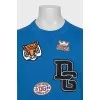 Men's blue t-shirt with patches