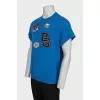 Men's blue t-shirt with patches
