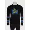 Men's jumper with print and embroidery