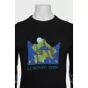 Men's jumper with print and embroidery