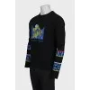 Men's jumper with print and embroidery