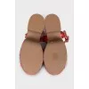 Red floral print sandals
