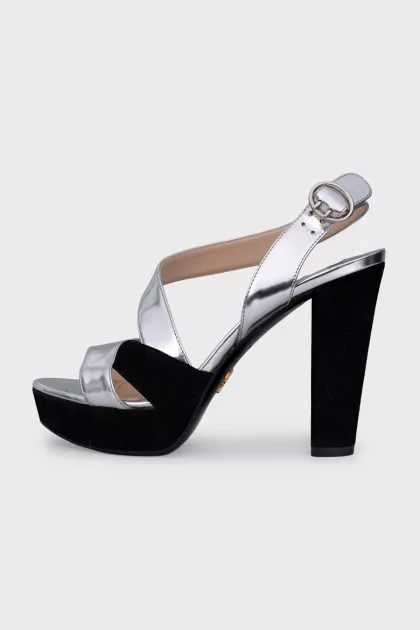 Silver heeled sandals