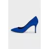 Blue suede pumps