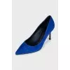 Blue suede pumps