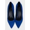 Blue suede pumps