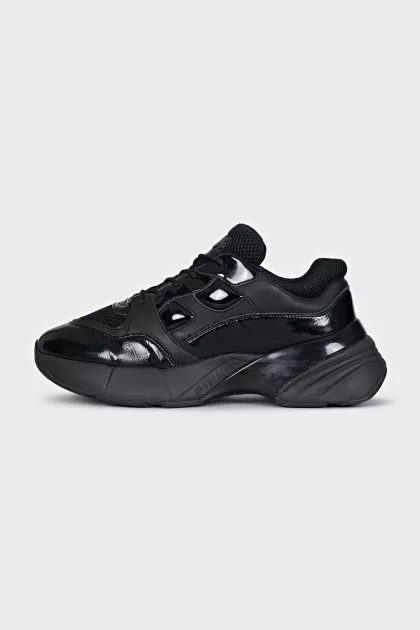 Leather sneakers with high soles