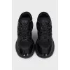 Leather sneakers with high soles
