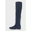Blue suede boots
