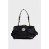 Black textile clutch with crystals