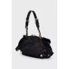 Black textile clutch with crystals