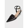 Leather slingbacks with gold-tone clasps