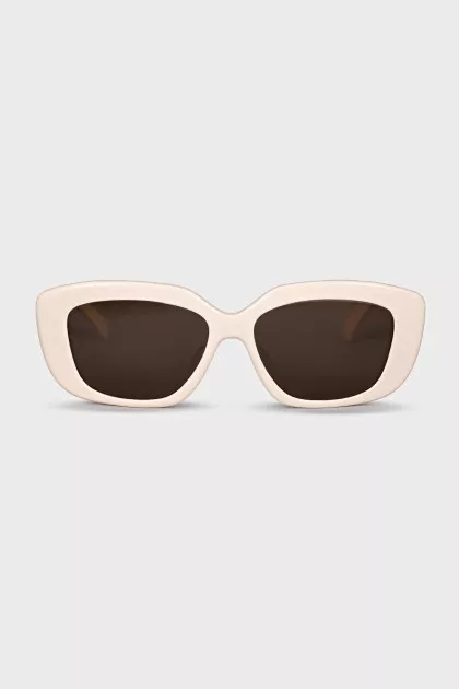 Rectangular sunglasses with white frames