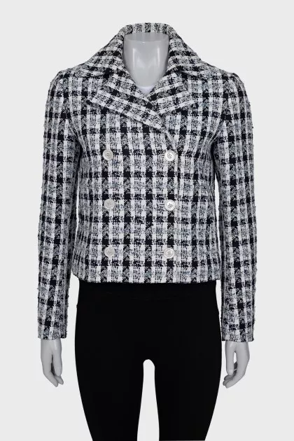 Double-breasted checkered jacket