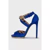 Suede sandals with massive decor