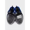 Suede sandals with massive decor