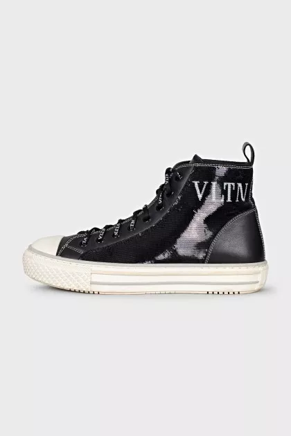 Leather sneakers decorated with sequins