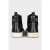 Leather sneakers decorated with sequins