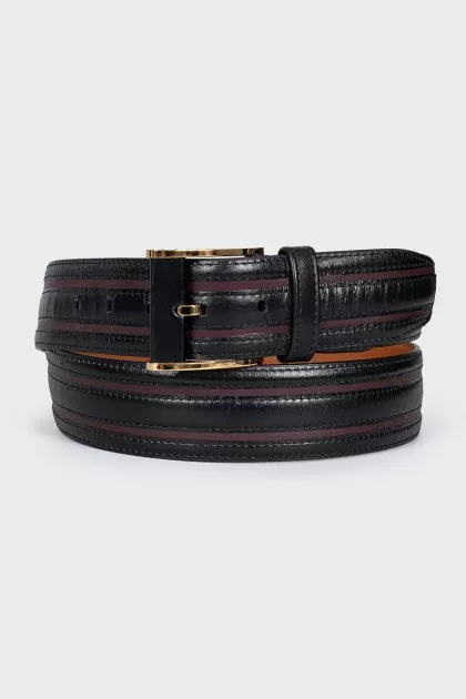 Men's black leather belt