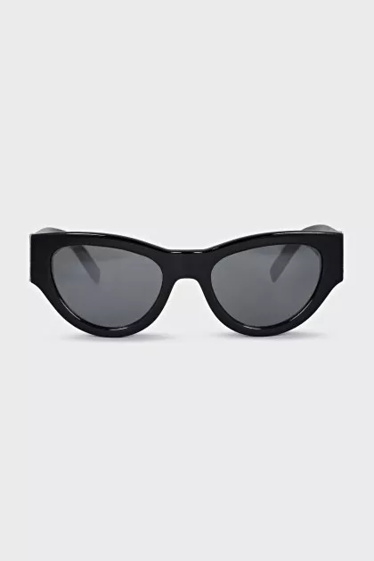 Black sunglasses with silver logo