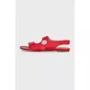 Red patent leather sandals