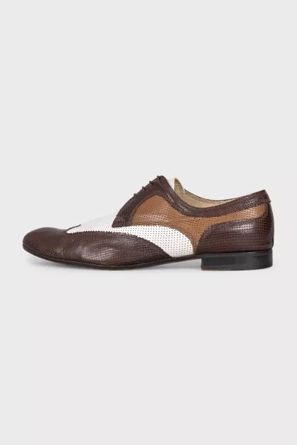 Men's leather lace-up shoes with perforations