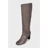 Insulated leather boots with heels