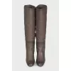 Insulated leather boots with heels