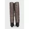 Insulated leather boots with heels