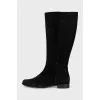Suede flat boots
