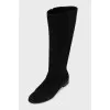 Suede flat boots