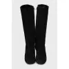 Suede flat boots