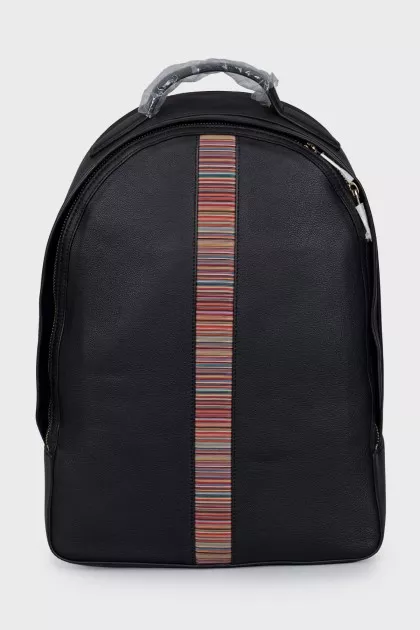 Men's leather backpack with tag