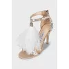 Sandals with rhinestones and feathers