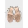 Sandals with rhinestones and feathers
