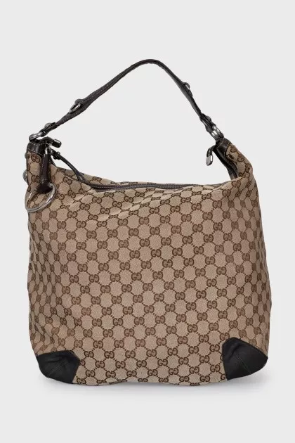 Hobo bag with signature print