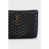 Quilted leather clutch with signature logo