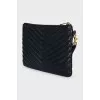 Quilted leather clutch with signature logo