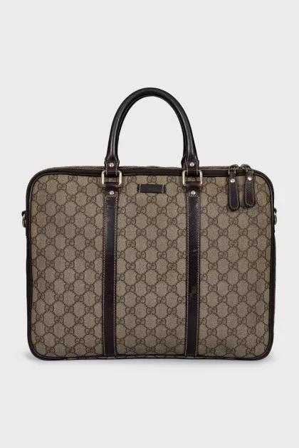 Monogrammed canvas briefcase