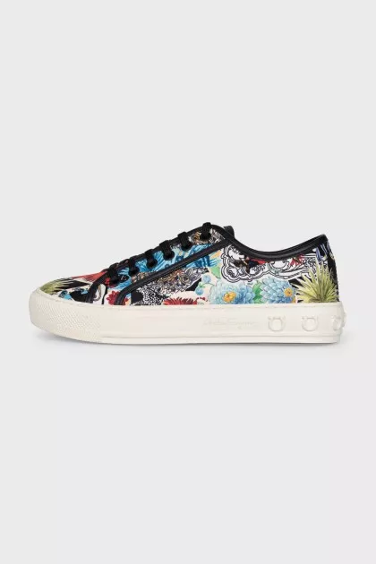 Textile sneakers with a floral print