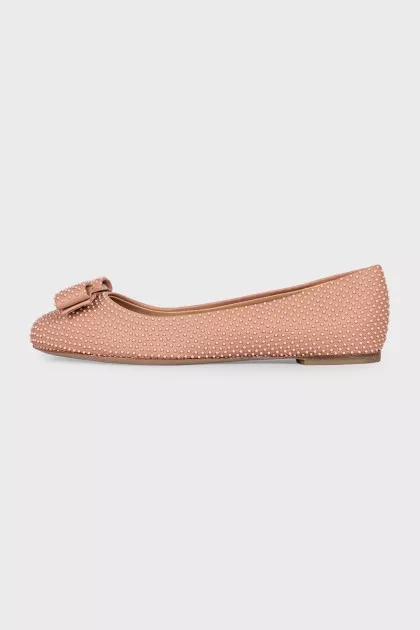 Pink leather ballet flats