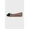 Quilted ballet flats with patent toe