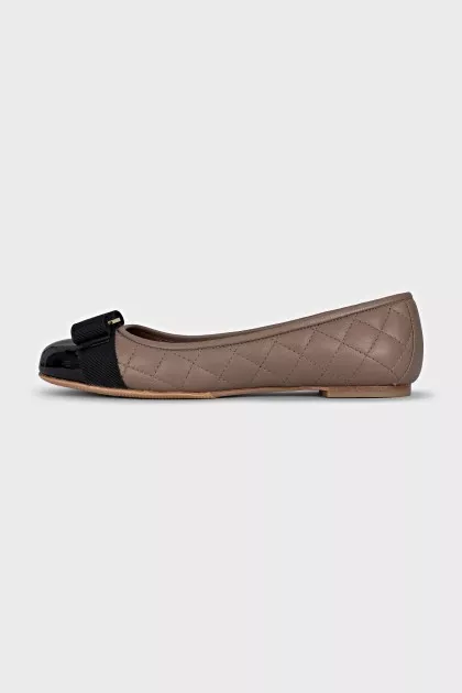 Quilted ballet flats with patent toe