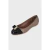 Quilted ballet flats with patent toe