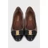 Quilted ballet flats with patent toe