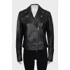 Leather jacket with tag