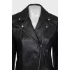 Leather jacket with tag