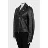 Leather jacket with tag
