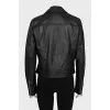 Leather jacket with tag