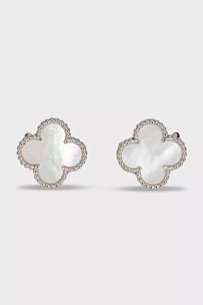 Vintage Alhambra White gold earrings